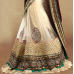 Fancy Embroidered Beige Net,Velvet Wedding Wear Saree